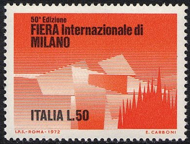 Francobollo Usato Rep. Italiana 1972 50^ FIERA DI MILANO 50 Lire Francobollo Usato Rep. Italiana 1972 50^ FIERA DI MILANO 50 Lire