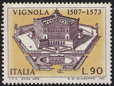 Francobollo Usato Rep. Italiana 1973 4^ CENTENARIO MORTE DI JACOPO BAROZZI 90 L