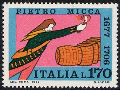 Francobollo Usato Rep. Italiana 1977 3^ CENTENARIO NASCITA DI P. MICCA 170 L.