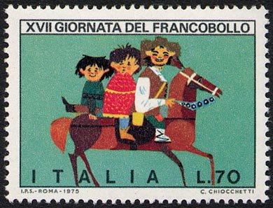Francobollo Usato Rep. Italiana 1975 17^ GIORNATA DEL FRANCOBOLLO '75 70 L.