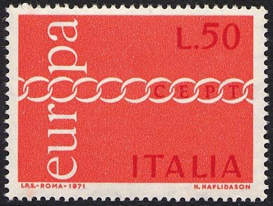 Francobollo Usato Rep. Italiana 1971 EUROPA UNITA: 16^ EMISSIONE 50 Lire