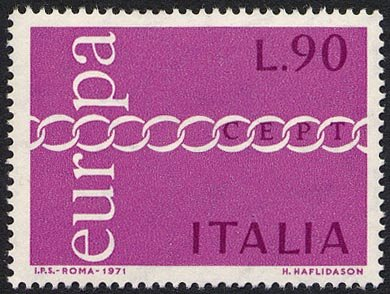 Francobollo Usato Rep. Italiana 1971 EUROPA UNITA: 16^ EMISSIONE 90 Lire