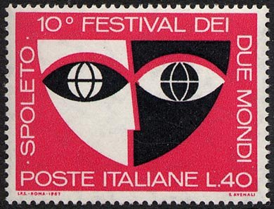 Francobollo Usato Rep. Italiana 1967 10^ FESTIVAL DEI DUE MONDI DI SPOLETO 40 L Francobollo Usato Rep. Italiana 1967 10^ FESTIVAL DEI DUE MONDI DI SPOLETO 40 L