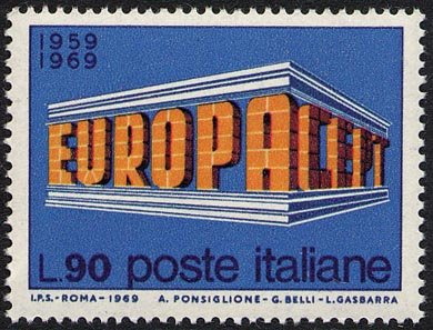 Francobollo Usato Rep. Italiana 1969 EUROPA UNITA: 14^ EMISSIONE 90 L