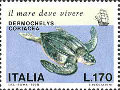 Francobollo Usato Rep. Italiana 1978 SALVAGUARDIA DEL MARE 170 L. Tartaruga