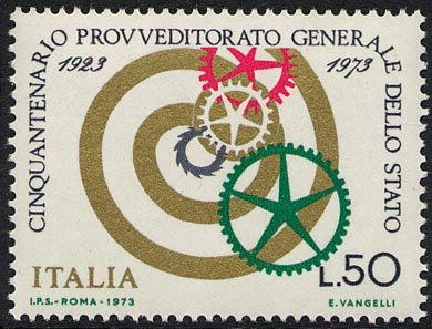 Francobollo Usato Rep. Italiana 1973 50^ ANNIV. PROVVEDITORATO GEN. STATO 50 L Francobollo Usato Rep. Italiana 1973 50^ ANNIV. PROVVEDITORATO GEN. STATO 50 L