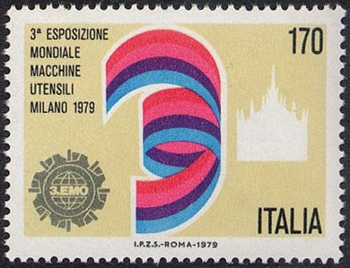 Francobollo Usato Rep. Italiana 1979 3° ESP. MOND.MACCHINE UTENSILI MILANO 170 L