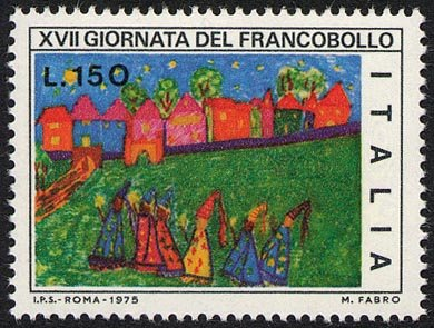Francobollo Usato Rep. Italiana 1975 17^ GIORNATA DEL FRANCOBOLLO '75 150 Lire