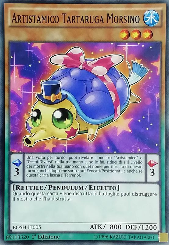 Carta YUGIOH-Artistamico Tartaruga Morsino-BOSH-IT005-ITA-EX-Common 1.Ed