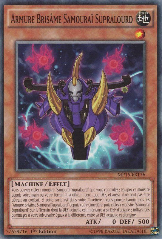 Carta YUGIOH-Armure Brisâme Samouraï Supralourd-MP15-FR136-FRA-EX-Common 1.Ed