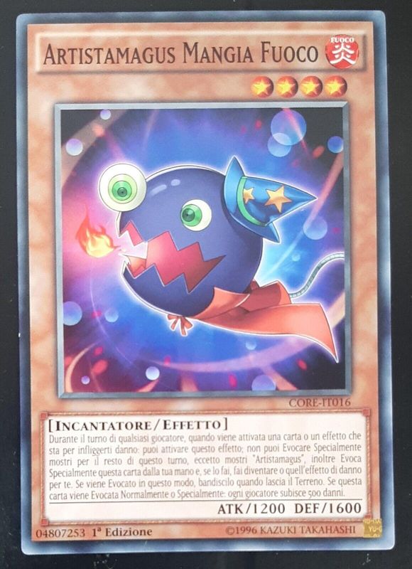 Carta YUGIOH-Artistamagus Mangia Fuoco-CORE-IT016-ITA-EX-Common 1.Ed