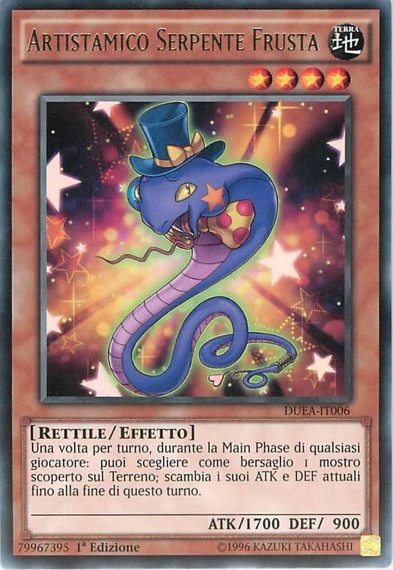 Carta YUGIOH-Artistamico Serpente Frusta-DUEA-IT006-ITA-Good-Rare 1.Ed