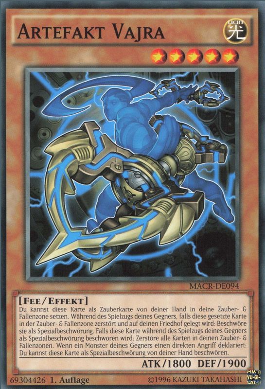 Carta YUGIOH-Artefakt Vajra-PRIO-DE094-DE-EX-Common 1.Ed