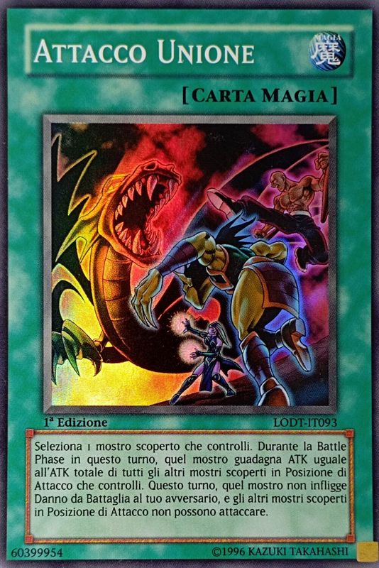 Carta YUGIOH-Attacco Unione-LODT-IT093-ITA-EX-Super Rare 1.Ed