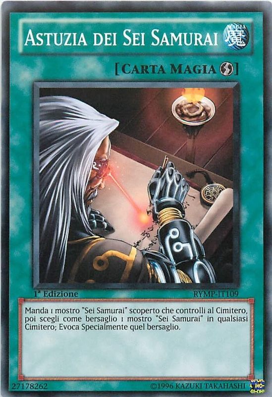 Carta YUGIOH-Astuzia dei Sei Samurai-RYMP-IT109-ITA-EX-Common 1.Ed