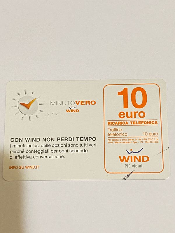 Ricarica Telefonica - Wind - Minuto Vero 10 Euro scadenza 30/06/2017 Usata -