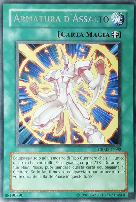 Carta YUGIOH-Armatura d'Assalto-CRMS-IT092-ITA-EX-Rare 1Ed