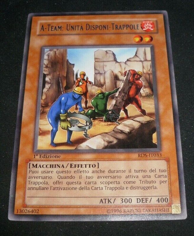 Carta YUGIOH-A-Team: Unità Disponi-Trappole (V.1 - Rare)-RDS-IT033-ITA-Played-Rare 1.Ed