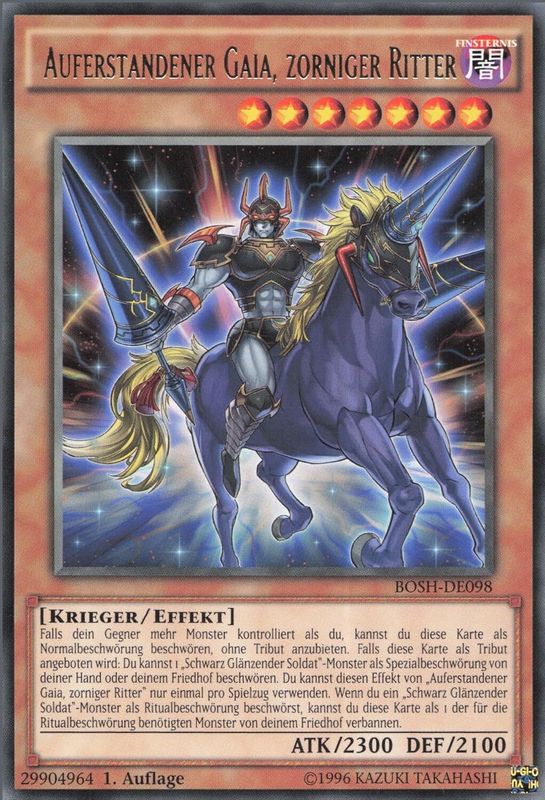 Carta YUGIOH-Auferstandener Gaia, zorniger Ritter-BOSH-DE098-DE-EX-Rare 1.Ed
