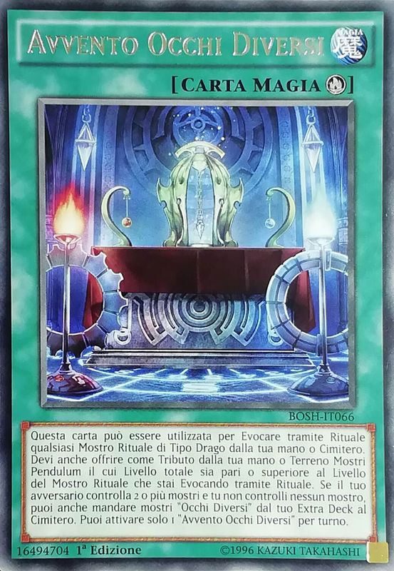 Carta YUGIOH-Avvento Occhi Diversi-BOSH-IT066-ITA-EX-Rare 1.Ed