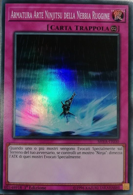 Carta YUGIOH-Armatura Arte Ninjitsu della Nebbia Ruggine-SHVA-IT030-ITA-NM-Super Rare 1.Ed