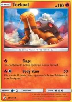 Carta pokemon Torkoal (SUM 23)-Sole e Luna-C - lingua ITA-condizione EX