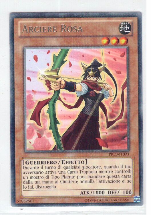 Carta YUGIOH-Arciere Rosa-PRIO-IT093-ITA-LP-Rare 1.Ed