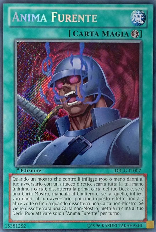 Carta YUGIOH-Anima Furente-DRLG-IT007-ITA-EX-Secret Rare 1.Ed