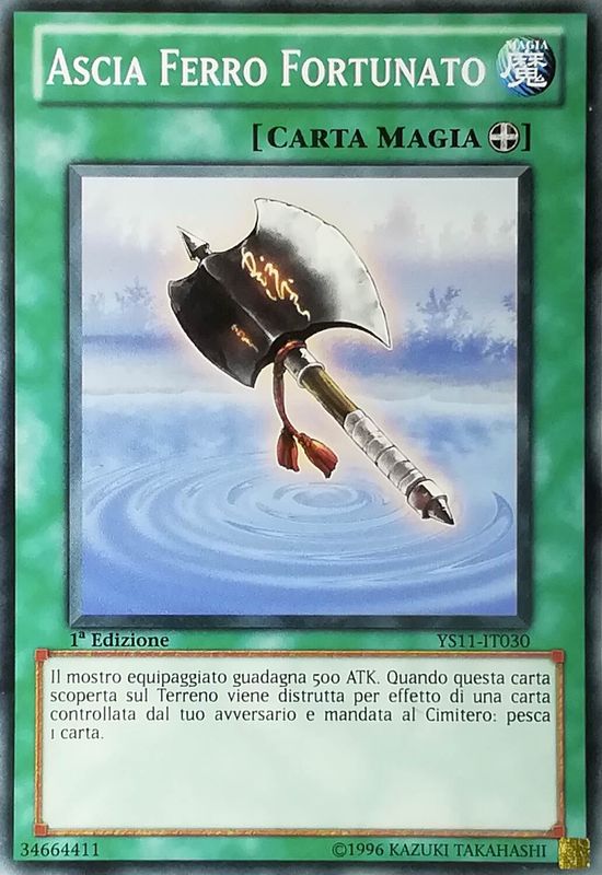 Carta YUGIOH-Ascia Ferro Fortunato-YS11-IT030-ITA-EX-Common 1.Ed