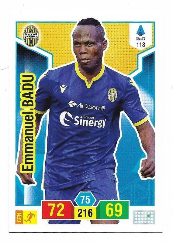 Trading card Adrenalyne 2019-20 - N°118 Emmanuel Badu  Verona