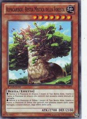 Carta YUGIOH-Alpacaribou Bestia Mistica della Foresta-LVAL-IT095-ITA-EX-Common 1Ed