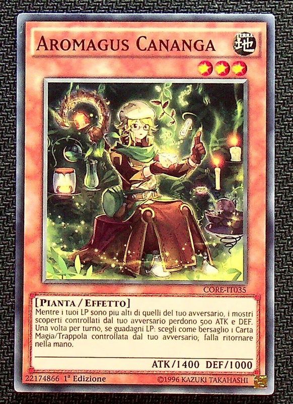 Carta YUGIOH-Aromagus Cananga-CORE-IT035-ITA-EX-Common 1.Ed
