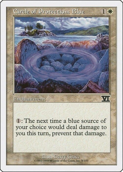 Carta MTG-Circolo di Protezione: Blu-Sesta Edizione-N.009-ITA-EX-