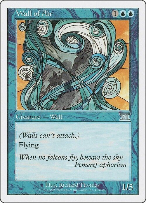 Carta MTG-Muro d'Aria-Sesta Edizione-N.105-ITA-EX-