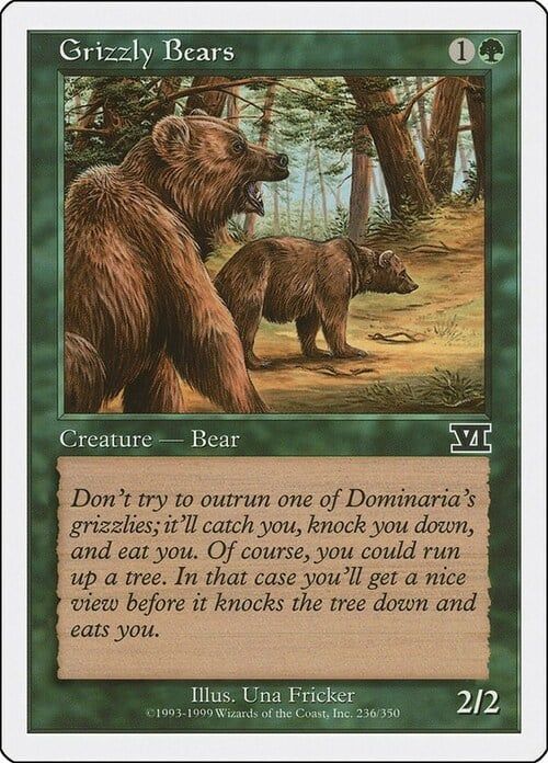 Carta MTG-Orso Grizzly-Sesta Edizione-N.236-ITA-Played-