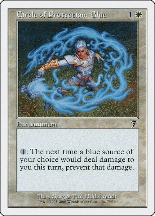 Carta MTG-Circolo di Protezione: Blu-Settima Edizione-N.007-ITA-Good-
