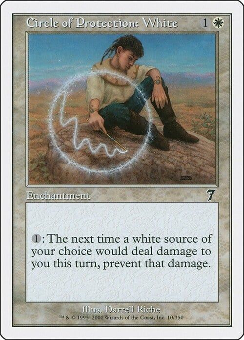 Carta MTG-Circolo di Protezione: Bianco-Settima Edizione-N.010-CHINA-S-Played-
