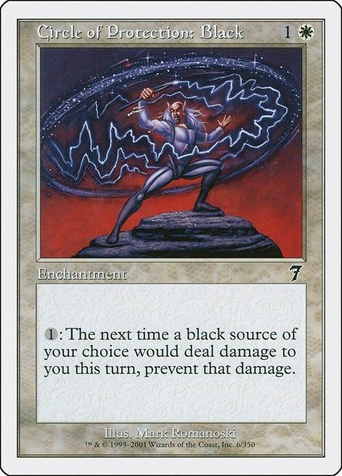 Carta MTG-Circolo di Protezione: Nero-Settima Edizione-N.006-ITA-Good-