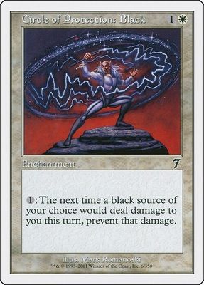 Carta MTG-Circolo di Protezione: Nero-Settima Edizione-N.006-ITA-Good-