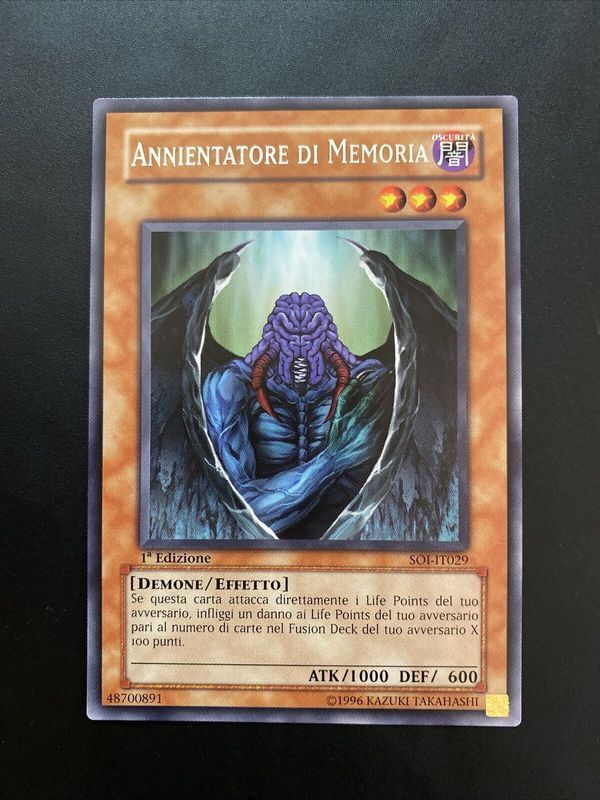 Carta YUGIOH-Annientatore di Memoria (V.1 - Rare)-SOI-IT029-ITA-EX-Rare 1.Ed