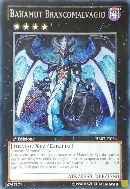 Carta YUGIOH-Bahamut Brancomalvagio-HA07-IT024-ITA-Good-Secret Rare 1.Ed