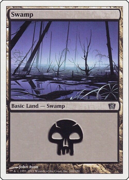 Carta MTG-Swamp (V.2)-Ottava Edizione-N.340-EN-EX-