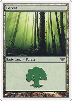 Carta MTG-Foresta (V.2)-Ottava Edizione-N.342-ITA-Good-