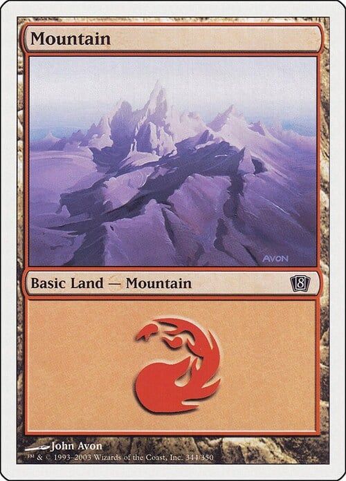 Carta MTG-Montagna (V.2)-Ottava Edizione-N.343-ITA-Good-
