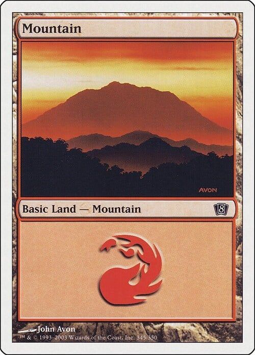 Carta MTG-Montagna (V.3)-Ottava Edizione-N.345-ITA-Played- Foil