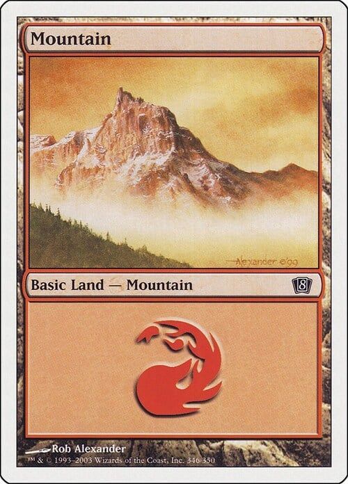 Carta MTG-Montagna (V.4)-Ottava Edizione-N.345-ITA-Good-