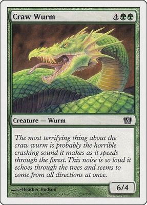 Carta MTG-Craw Wurm-Ottava Edizione-N.239-ITA-EX- Carta MTG-Craw Wurm-Ottava Edizione-N.239-ITA-EX-