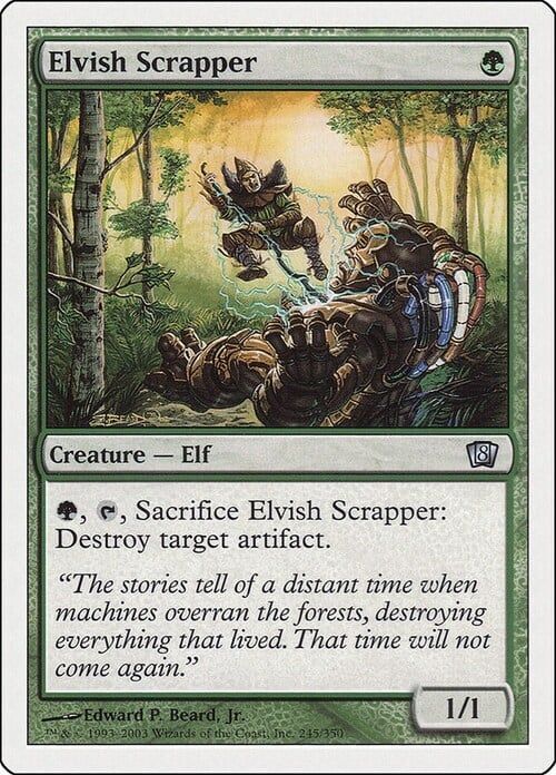 Carta MTG-Attaccabrighe Elfico-Ottava Edizione-N.S6-ITA-Played-
