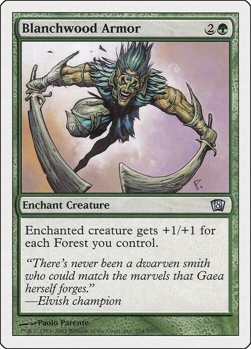 Carta MTG-Blanchwood Armor-Ottava Edizione-N.288-EN-EX-