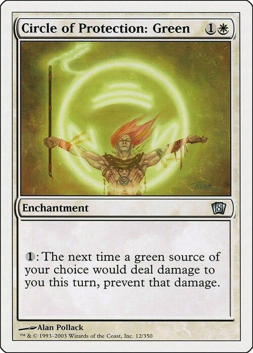 Carta MTG-Circolo di Protezione: Verde-Ottava Edizione-N.013-ITA-Good-